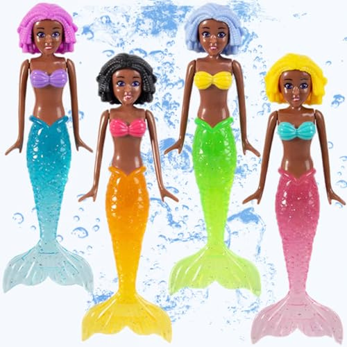 VGJK Juguete de piscina para niños y niñas para 5, 6, 7, 8, 9-13 años, Buceo, Torpedo de buceo, buceo, piscina, buceo, entrenamiento en piscina, juguetes acuáticos (4 sirenas de buceo)
