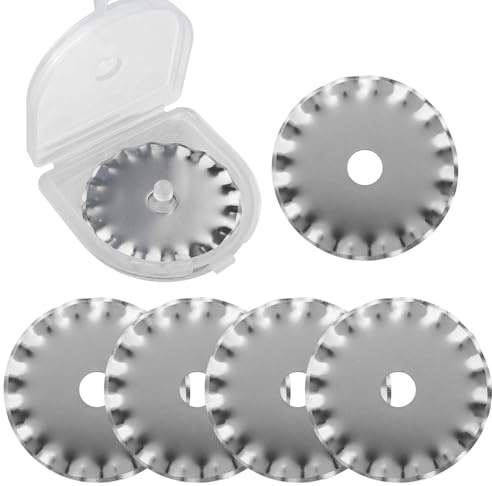 Bestgle 5pcs 28mm Pinking Rotary Cutter Blades, Wave Decorative Edge Rotary Replacement Blades Fits Fiskars, Olfa, Quilting Sewing Blades for Fabric, Leather, Paper, Cardstock & Craft Cutting