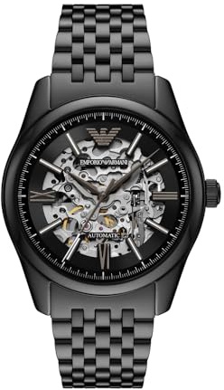 Emporio Armani Herren 43MM Schwarze Edelstahluhr, AR60093