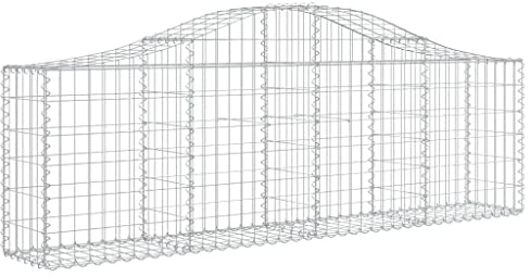 Mokuyary Gabions à arc élevé Lot de 4 200 x 30 x 60/80 cm Panier en fil de fer galvanisé mur de gabion en pierre mur de gabion en pierre pour paysage, jardin -A