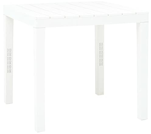 FMPGJLYH Square Garden Dining Table, 30.7x30.7 inch Outdoor Patio Furniture, Lightweight Weather Resistant Plastic Table for Backyard, Deck, and Balcony, White