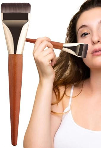 Foundation Brush - Trä, 6,3x1,2in Flat Top Design Streak-Free | Ergonomiskt handtag Sömlös applikation Professionellt konturverktyg, kosmetisk mixer för vätska, kräm, pulver, putsning