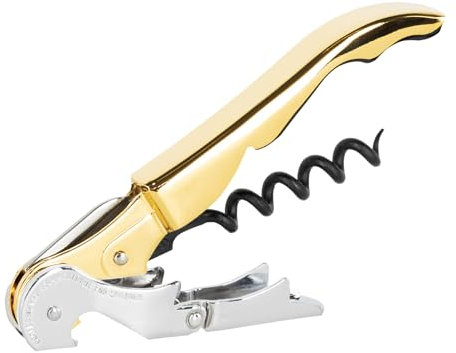 PULLTAP'S GENUINE Classic 500 Dorado - Sacacorchos de camarero para uso profesional - Fabricado en España - Incluye doble palanca articulada, navaja cortacápsulas y abrebotellas