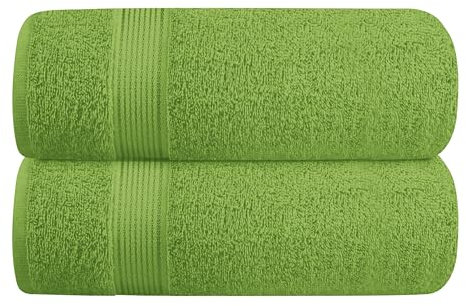 GLAMBURG Baumwolle 2er-Pack Oversized Badetuch-Set 70 x 140 cm, große Badetücher, Ultra saugfähig, kompaktes und leichtes Handtuch — Kiwi Grün