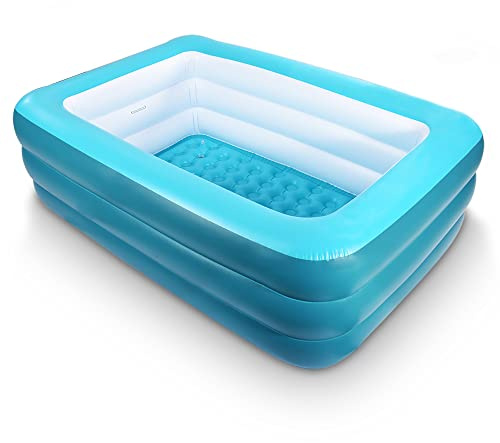 Aufblasbare Pools für Kinder und Erwachsene, 208,3 x 144,8 x 63,5 cm, Kinderpools mit aufblasbarem weichem Boden, langlebiger Familienpool für Hinterhof, Garten oder Innenbereich (grün)