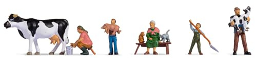 NOCH H0 Figuras de Familia de Campesinos, Juego de Figuras H0 en 1:87, escenas Rurales en la Pista de maquetas