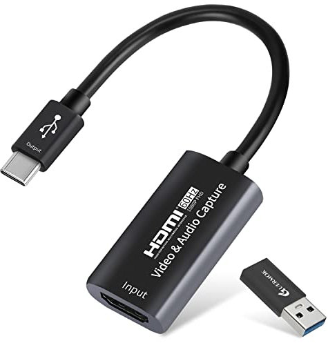 Tarjeta de Captura de Video, USB 3.0 HDMI a USB C Audio Capture Card, 4K 1080P60 Dispositivos de Captura para Juegos en Vivo Streaming Video Recorder, Compatible con Windows Mac OS System