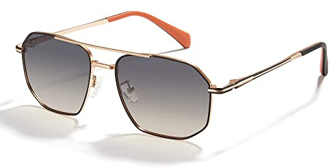 Cyxus Lunette de Soleil Homme Pilote Polarisées Classiques Lunette de Soleil Extérieur UV400 pour La Conduite Pêche Voyage（1021W06 Brun）