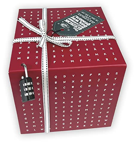 SURPRISA Rätselbox | Geldgeschenke Verpackung, Gutscheine zum Geburtstag oder Valentinstag | große Geschenkbox Worträtsel, rot