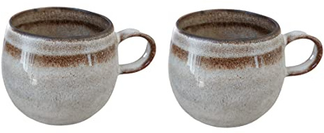 PintoCer - 2 x Tazas con asa, Cerámica de Gres, Ideal para Café, Leche, Té y Chocolate, Apto para Lavavajillas y Microondas