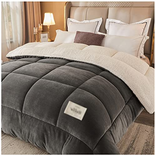 RRNAR Piumino Matrimoniale Invernale Caldo Piumone, Trapunta Invernale in Lana di Agnello, Coperta Matrimoniale Queen Size Singola Doppia Cashmere, Lavabile in Lavatrice,B,220x240cm(5kg)