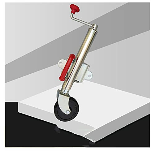 ICOSAR Gato de coche Jockey Wheel Trailer Jack Top Wind Giratorias Estabilizadoras Piezas RV Accesorios para caravana Cámper Caravana se pueden soldar o atornillar. Rueda de goma de 6 pulgadas. Los