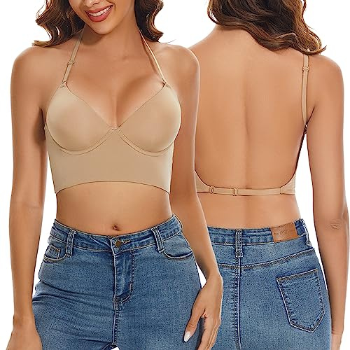 Reggiseno Convertibile con Schiena Bassa, Push-up, Scollo V Profondo, Spalline Multiway e Sollevamento Filo