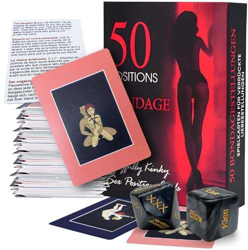 Prosixtoy Juego Sexo Eróticos para Pareja - 50 Cartas de Posiciones Sexo 2 Dados Sexo Juego de Cartas para Parejas, Juegos Eróticos Divertidos para Pareja Dormitorio Juego Regalo para Hombres, Mujeres