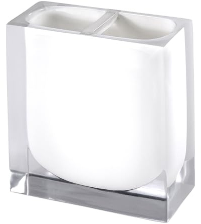 Izod - Toothbrush Holder, Resin Countertop Accessories, Dorm Room Essentials, Modern Home Decor (Marina Collection, White)