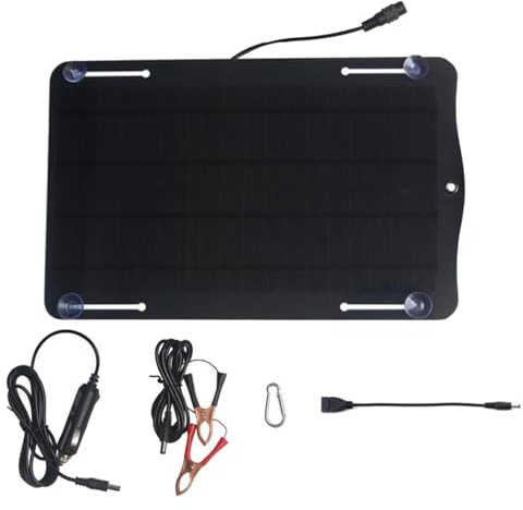 Caricatore solare - Batteria solare tenderr | Caricabatteria da auto da 10 W | Caricabatterie solare e mantenitore | Caricatore solare leggero per batteria per veicoli | Caricabatteria portatile per