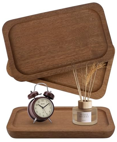 oupados Lot de 2 plateaux de service rectangulaires en bois d'ébène pour hôtels familiaux et restaurants, dessous de verre 20 × 12 × 2 cm