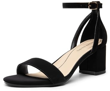 DREAM PAIRS Women's Chunky Low Heels Open Round Toe Ankle Strap Block Heels Party Dress Wedding Sandals,Size 7,Black,DWUMHS2535