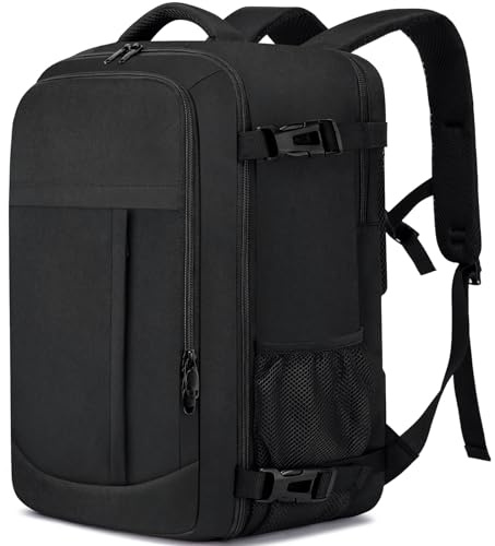 LIGSAN Mochila Viaje Cabina Avion 40x20x25 para Ryanair Mochila Viaje 20L Mochila Cabina con Compartimento Impermeable Maletas De Viaje Mujer Hombre Equipaje De Mano 40x20x25cm Bolsa, Negro