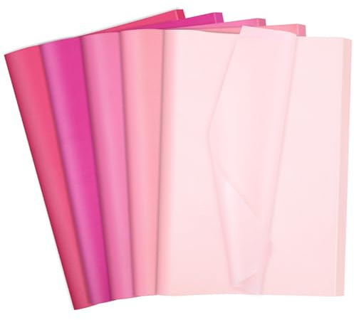 woric 60 Sheets Pink Tissue Paper Bulk, 50 * 35cm Pink Wrapping Paper Multicolor Tissue Paper 5 Colors for Graduation Gift Birthday Baby Shower Wedding Packaging DIY Crafts Decoration