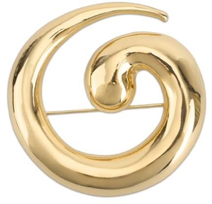 Round Snail Brooch for Women & Men, Large Gold Chunky Twist Spiral Lapel Pin Minimalist Wedding Party Jewellery Accessory for Dress Suit Shirt Ceremony Clothes