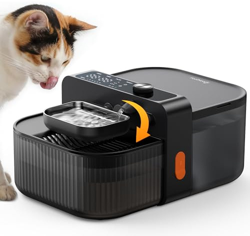 FEELNEEDY 3,5L Fuente para Gatos sin Cable y sin Filtro con Batería 3000mAh, Sin Mantenimiento Costoso, Bebedero Gatos Inalámbrico con Separación del Agua Limpia y del Agua Usada