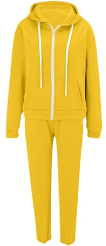 Generisch Chándal para mujer con cremalleras, pierna ancha y pantalones de chándal y jersey Nicki para mujer, amarillo, XXL