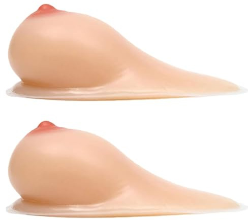 TGPSMDXKV Silicone Breast Forms Realistic Sagging Drop Self Adhesive Prosthesis Fake Boobs Bra Pads for Crossdresser/Transgender,1000g/Pair