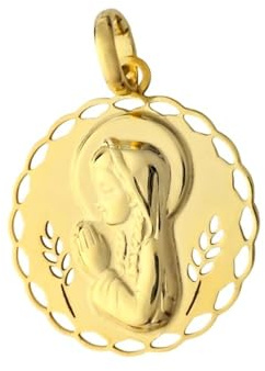 Inmaculada Romero IR Medalla de Primera Comunión Virgen Niña Plata Ley 925m chapada oro 20mm. cerco calado - Personalizable - GRABACIÓN INCLUIDA EN EL PRECIO