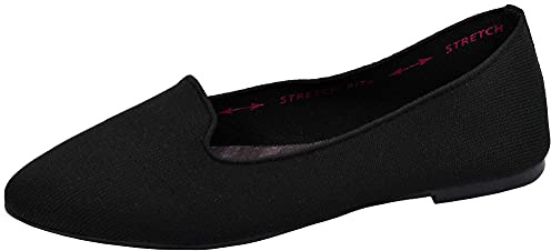 Skechers Femme Cleo-Sherlock-Engineered Knit Loafer Skimmer Ballerines, Noir, 38 EU