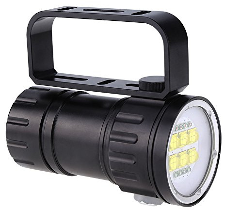 Torcia Subacquea a LED,Lampada Riempimento della Fotografia, Torcia Fucili Leggeri da 80 m con Supporto Staffa Rosso Blu Chiaro 28800 Lumen