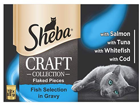 Sheba Craft Collection, Wet Cat Food Pouches, Fish Selection in Gravy, 12 x 85 g