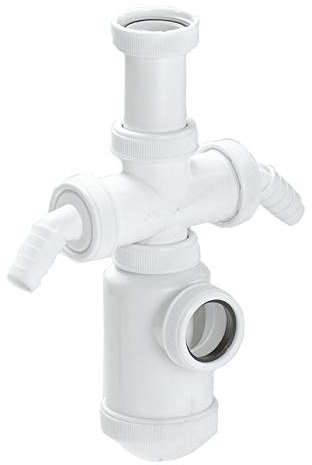 ABRISA Sifon Botella Extensible 1 1/2 Salida Ø 40mm 2 Tomas Lavadora