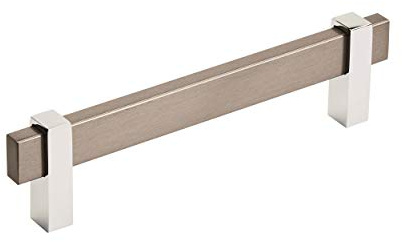 Amerock | Cabinet Pull | Black Brushed Nickel/Polished Chrome | 5-1/16 inch (128 mm) Center to Center | Mulino | 1 Pack | Drawer Pull | Drawer Handle | Cabinet Hardware