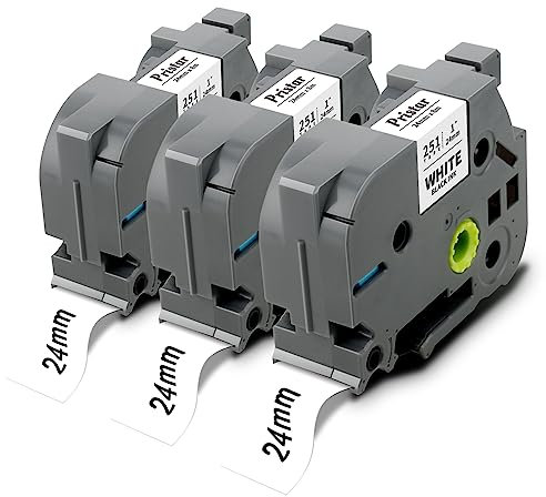 Pristar Kompatible Schriftband Ersatz für Brother TZe-251 TZe251 TZ-251 TZ 24mm für Brother Beschriftungsband PT-P700 2430 D600 D600VP 9700PC P750W P710BT E500VP schwarz auf weiß 3 Pack