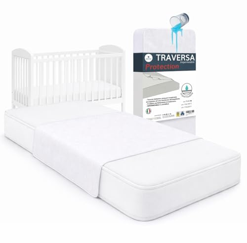 Traverse Neonato Impermeabili e Lavabili (100% MADE IN ITALY e OEKO-TEX®), Traverse Letto 75x80 Cm, Traversine Neonato Ideali Per Culla e Letto Bambini