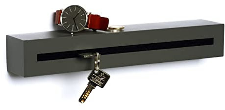 Buchenbusch urban design Schlüsselbrett mit Ablage aus Beton Dark Edition 33x6x5 cm, Schlüsselboard Wand, Schlüsselaufbewahrung Flur, Schwarz