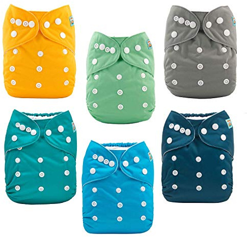 ALVABABY Baby Cloth Diaper 6 Pack with 12 Inserts One Size Cloth Diaper Covers Adjustable Washable Reusable for Baby Girls and Boys