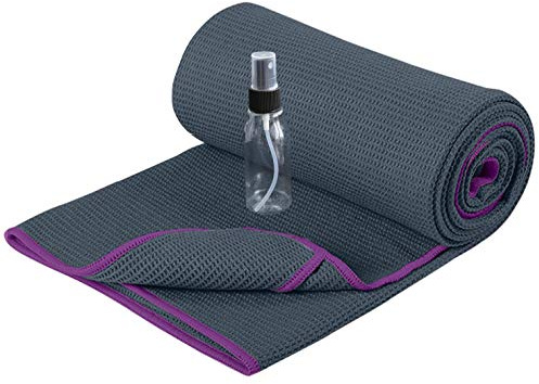 Heathyoga Hot Yoga Towel Non Slip, Microfiber Non Slip Yoga Mat Towel, Exclusive Corner Pockets Design, Dual-Grip, Sweat Absorbent, Perfect for Hot Yoga, Bikram, Pilates and Yoga Mats