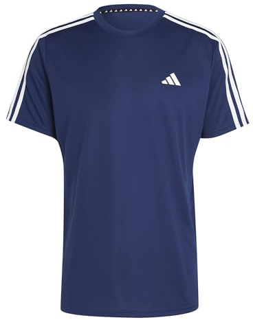 adidas Men's Train Essentials 3-Stripes Training Tee, Dark Blue/White, XL