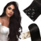 Elailite Clip in Extensions Echthaar, 5 Pcs Remy Haarverlängerung mit 12 Clips, 35cm-60g Glattes Haarteile Natürlich Haarextension für Frauen Damen #1B Naturschwarz