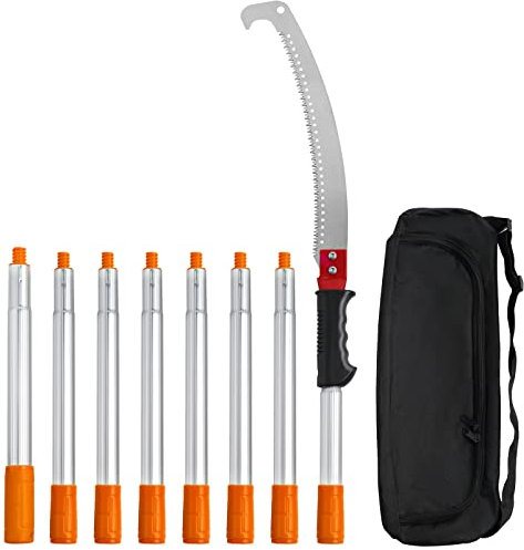 VEVOR Sierra de Poda Telescópica 1,4-3 m Sierra de Pértiga Extensible Manual Sierra de Poda con Hoja de Acero Afilada con 8 Postes Aleación de Aluminio para Podar Ramas Altas Palmeras Arbustos