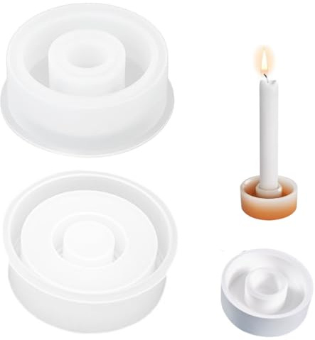 2pcs Stampo in Silicone Portacandele Rotondo Candeliere DIY Stampo Silicone Stampo per Colata Epossidica in Resina Portacandele 3D Decorazione Stampi per Colata per Candele Fatte Fai da te