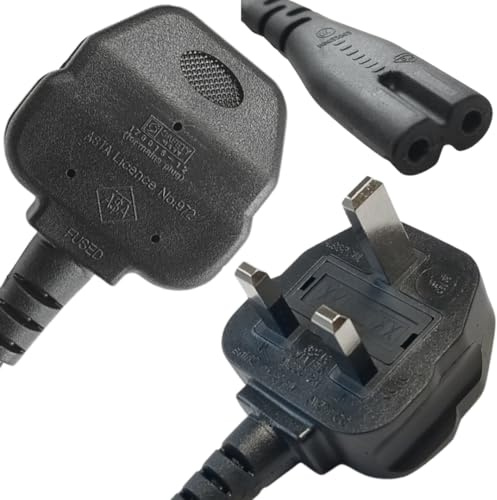 Lite-an 0.5 Meter Figure 8 Power Lead - 2 Pin Power cable for TVs, Printer, Digital Cameras, PS5, PS4, Xbox, IEC C7 Power Cord, Straight Pin, Black