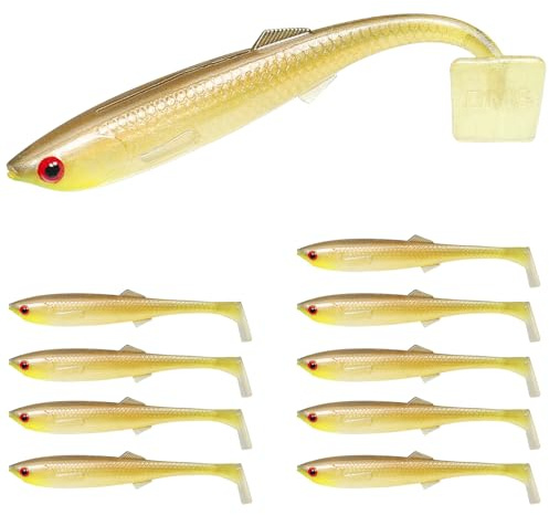 TRUSCEND Señuelos de Pesca Suaves Pintados a Mano 10 Unidades, Swimbaits de Cola de Paleta, Señuelos de Pesca para Lubina Trucha Crappie Lucioperca, Cebo de Plástico Duradero para Pesca de Lubina