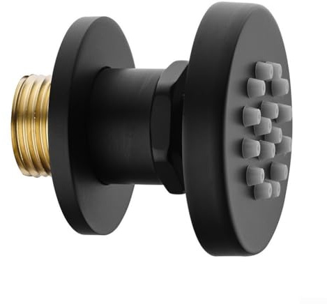 Jet de douche rond de 5,1 cm, buse de massage réglable, jets muraux, pommeau de douche rotatif latéral, pulvérisateur latéral spa (noir)