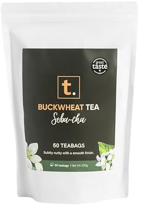 T. Buckwheat Tea – (Teabags) Herbal Tea, Caffeine-Free, Gluten-Free, Pregnancy-Safe, Keto-Friendly, Soba-cha, Smooth & Nutty Flavour, Premium Quality, 3x Use (1 pack, 50 Teabags)