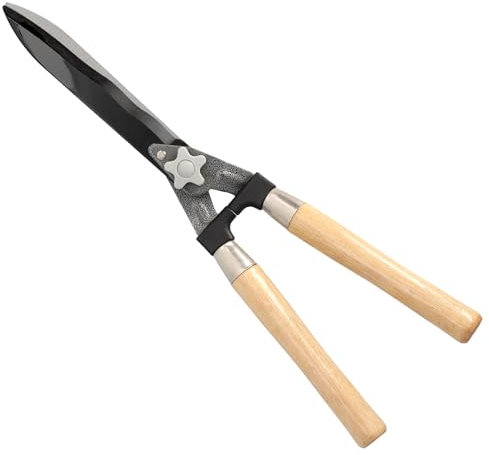 Tijera Podar Setos 2 Manos Mangos Madera 54 cm. Hojas Acero Antiadherente, Ajuste Corte