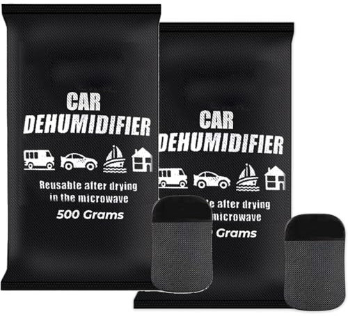 Almineez 2 x 500g Reusable Silica Gel Car Dehumidifier - Damp Moisture Absorber, Dry Air Automotive Dehumidifier, For Preventing Mould Fog Rust Mildew Condensation Home Caravan Wardrobe
