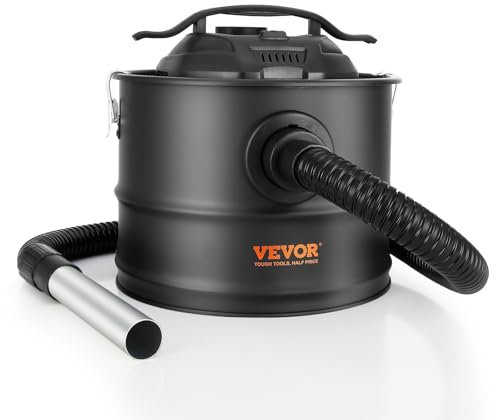 VEVOR Aspiradora de cenizas de 4 galones con 1200 W de succión fuerte colector de cenizas con ruedas y manguera flexible de 47.2 pulgadas para parrillas, chimeneas, hornos de pizza, quemador de
